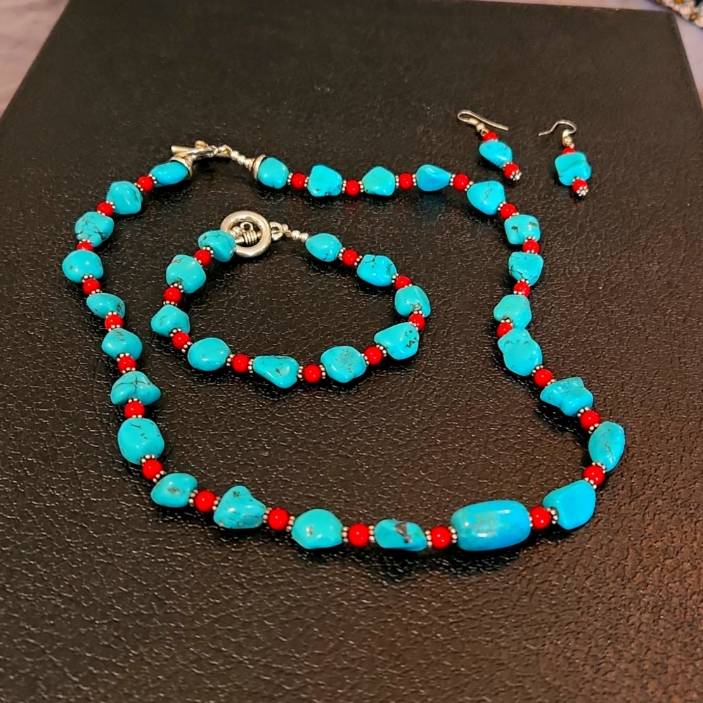 Turquoise and coral set